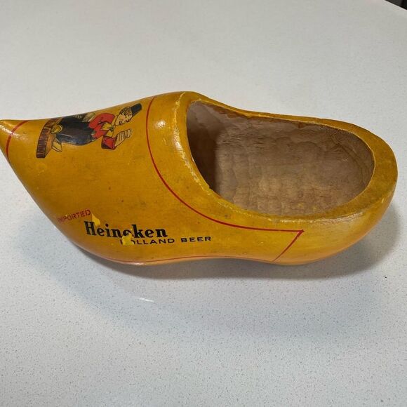 Vintage Heineken Holland Beer Wooden Clog Shoe Ashtray Dutch Souvenir Barware - Picture 4 of 5